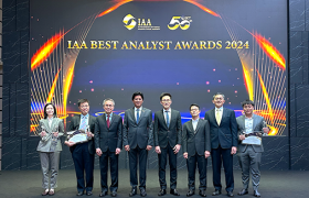CGSI คว้ารางวัลชนะเลิศทีมวิเคราะห์การลงทุนยอดเยี่ยมประจำปี 2567 จาก IAA ติดต่อกันเป็นปีที่สาม