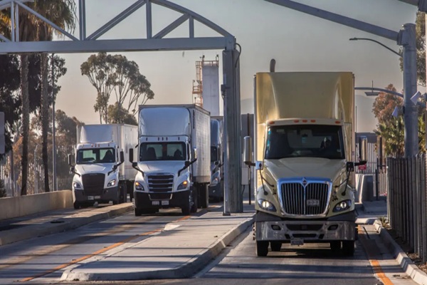 Trucks drive